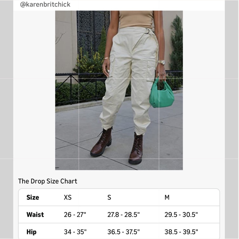 NWT The Drop x KarenBrit Chick Belted Cargo Pant Whisper White Small - Picture 5 of 8